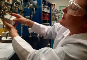 Carla in the AMS prep lab — one stop in the radiocarbon dating process