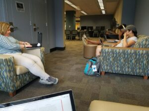 Students work in the UGA Digital Humanities Lab in the library on data analysis